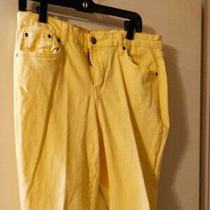 Womens Earl Jeans Yellow Size 14 98% Cotton